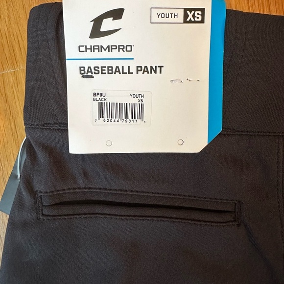 NEW CHAMPRO Pair Of Open-Bottom Loose-Fit Baseball Pants Black Youth XS - Picture 2 of 6